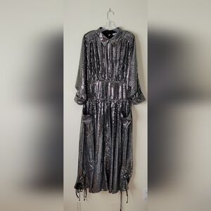 Batsheva Women's Goldie Dress in Silver Sequins- Size 18- New!